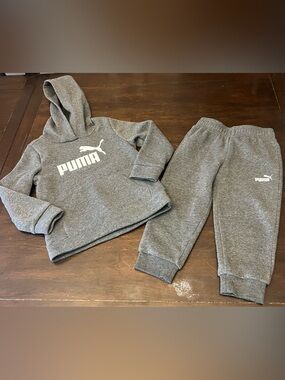 Puma Kids Gray Hooded Sweatshirt & Jogger Set